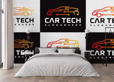 Modern tech car logo template design Logotype Vector, Car technology logo, Performance Tuning. Wall mural