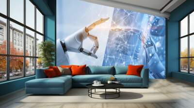 Two Robotic Arms Reaching Towards Each Other Wall mural