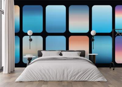 Sky blue gradient set. Collection of blue gradients Wall mural