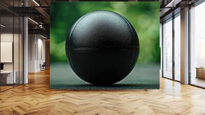 A Black Basketball Ball On A Cement Wall Background, Showcasing The Texture, Wallpaper Pictures, Background Hd Wall mural