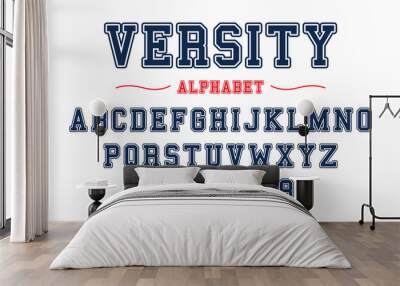 Editable typeface vector. Varsity sport font in american style for football, baseball or basketball logos and t-shirt. Wall mural