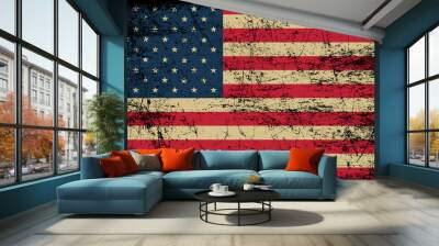 Grunge American flag. Vector flag of USA.	 Wall mural