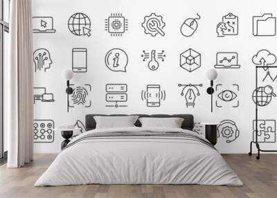 Information Technology web icons set. IT - simple thin line icons collection. Containing technology progress, website, Internet, data, programming and more. Simple web icons set Wall mural