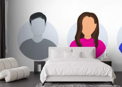 Man and woman icon. Male and female avatar profile. Vector illustration of gender symbols pink and blue. Black and white illustration. Gentleman and lady. Vector illustration Wall mural