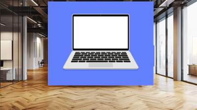 Opened laptop screen with keyboard. Laptop flat vector icon illustration. Mockup modern laptop with blank screen. Laptop front view. Vector Illustration Wall mural