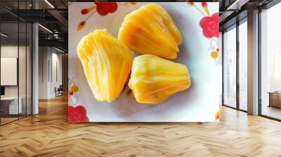 yellow sweet ripe jackfruit in the dish Ready to eat. Wall mural