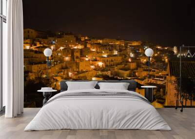 Panoramic view of Matera. Basilicata. Italy. Wall mural