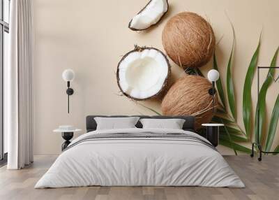 coconut with leaves Wall mural