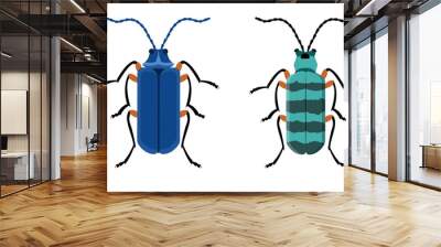 Colorful bug isolated on white background. Barbel beetle icon. Cerambycidae Wall mural