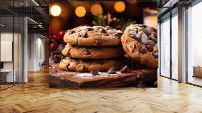 Sugar Dusted Chocolate Chip Cookies with Seasonal Backdrop Wall mural