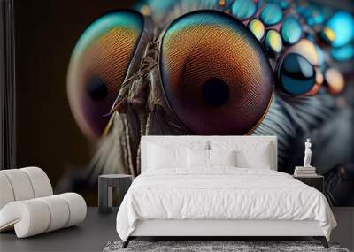 Super Macro House Fly Eyes. Generative AI Wall mural