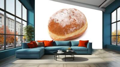 A delicious berliner (berliner donut), isolated on white background. A Berliner is a German donut with no center hole, made of sweet yeast dough fried in fat or oil, with a jam or marmalade filling . Wall mural