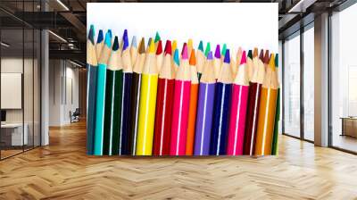 A set of colored pencils for drawing macro photography. Wall mural