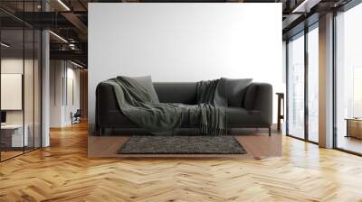 a couch with a blanket on it in a room Wall mural