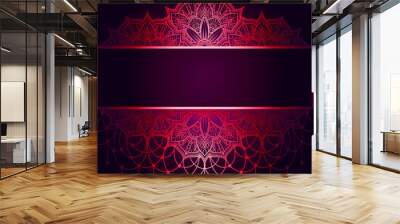 Wedding invitation or card , intricate mandala with beads on a dark purple background. Pink shades, Islam, Arabic, Indian, Dubai. Wall mural