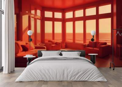 Photo modern style interior room 3d illustration Wall mural