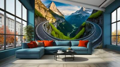 road in mountains
top view of roads in mountains
 Wall mural