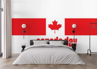 Happy Canada Day illustration background banner header with red maple leaves and stars. Black background. 1st of July national holiday design. Greeting card poster.Happy Canada Day illustration backgr Wall mural