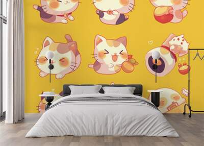 set of funny cartoon cats Wall mural