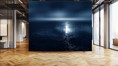  Empty futuristic landscape, background, night view, cold frozen water, ice. Wall mural