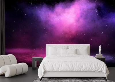 Background of empty room with spotlights and lights, abstract purple background with neon glow Wall mural