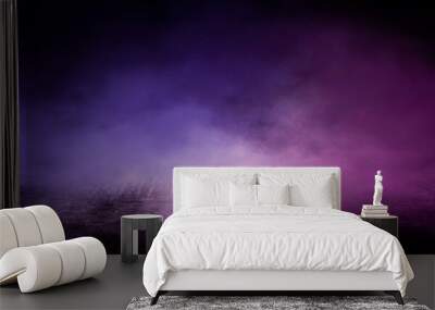 Background of empty room with spotlights and lights, abstract purple background with neon glow Wall mural