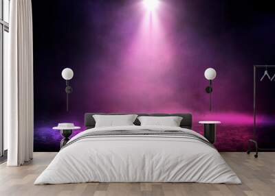 Background of empty room with spotlights and lights, abstract purple background with neon glow Wall mural