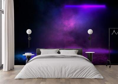 Background of empty room with spotlights and lights, abstract purple background with neon glow Wall mural