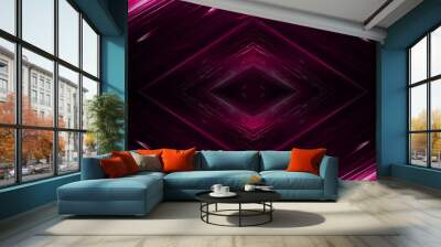 Dark abstract futuristic background. Neon lines, glow. Neon lines, shapes. Pink glow Wall mural