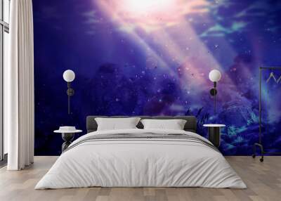 depth of sea water, the bottom of the sea, the rays of the sun through the water Wall mural