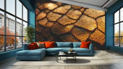 Dragon skin. Macro. Abstract leather background. 3D illustration. Wall mural