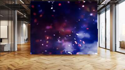 Empty abstract bokeh background and sparkles, sparkles, blur glare, neon light. Festive dark background. Wall mural