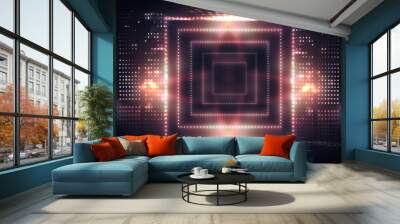 Futuristic abstract neon background, geometric shapes. Abstract light, rays and lines. Empty night scene. Wall mural