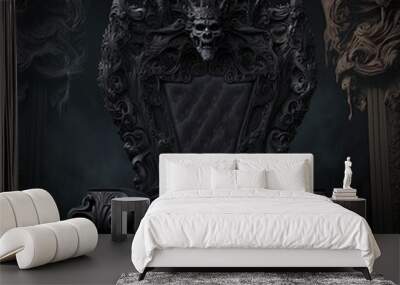 Majestic throne in the castle of darkness. Wall mural