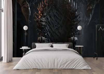 Majestic throne in the castle of darkness. Wall mural