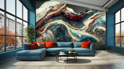 Marble acrylic. Acrylic paint background with marble stains. Liquid art background. texture marble. Modern background. 3D illustration. Wall mural