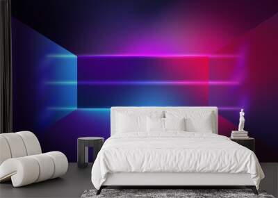 Neon wall background, glowing lines, neon lights Wall mural