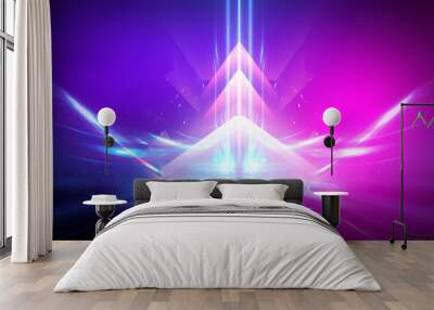 Ultraviolet abstract light. Light element, light line. Violet and pink gradient. Modern background, neon light. Empty stage, spotlights, neon. Abstract futuristic neon background. Wall mural