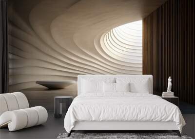 Wave-shaped decorative wall. AI Generation Wall mural