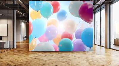 Colorful birthday balloons background Wall mural