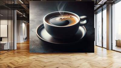 cup of coffee on a black background Wall mural