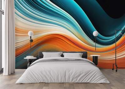 Vibrant rainbow, orange blue teal white psychedelic grainy gradient color flow wave on black background, music cover dance party poster design. Retro Colors from the 1970s 1980s, 70s, 80s, 90s style Wall mural