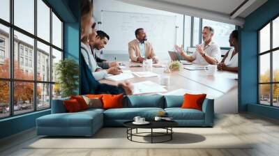 I thought up this brilliant idea last night. Shot of a group of staff listening to their boss during a business meeting. Wall mural