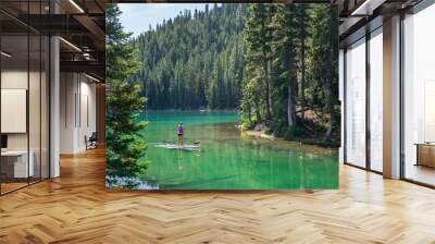 Stand-up Paddle boarding on a Remote Lake in Oregon Wall mural