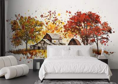 autumn leaves background - created with generative ai Wall mural