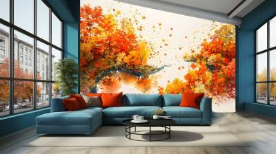 autumn leaves background - created with generative ai Wall mural