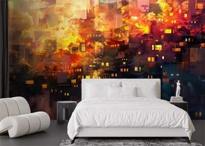 Colorful autumn maple leaf cut out
 Wall mural