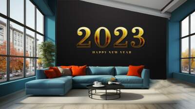 2023 happy new year background special edition on gold number,  Wall mural