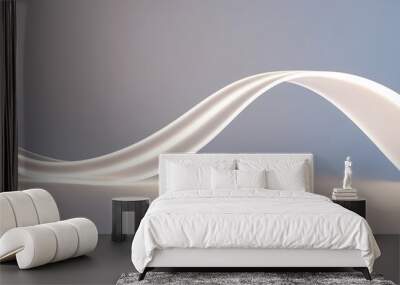 3D Abstract Light Wave Design on White Background Wall mural