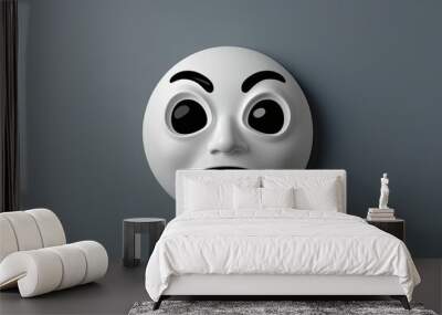 3D Design of Astonishing Confounded Face Emoticon Wall mural